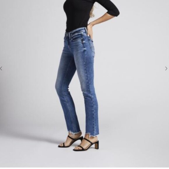 Silver Jeans - Mid Wash Distressed - Suki Straight - Size 30 NWOT - Picture 1 of 10